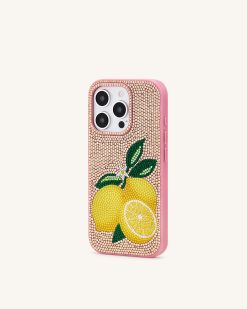 Alternative view of Lemon Artificial Crystal Phone Case - Pink