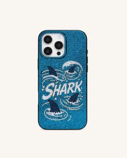 Alternative view of Shark Blue Artificial Crystal Phone Case - Blue
