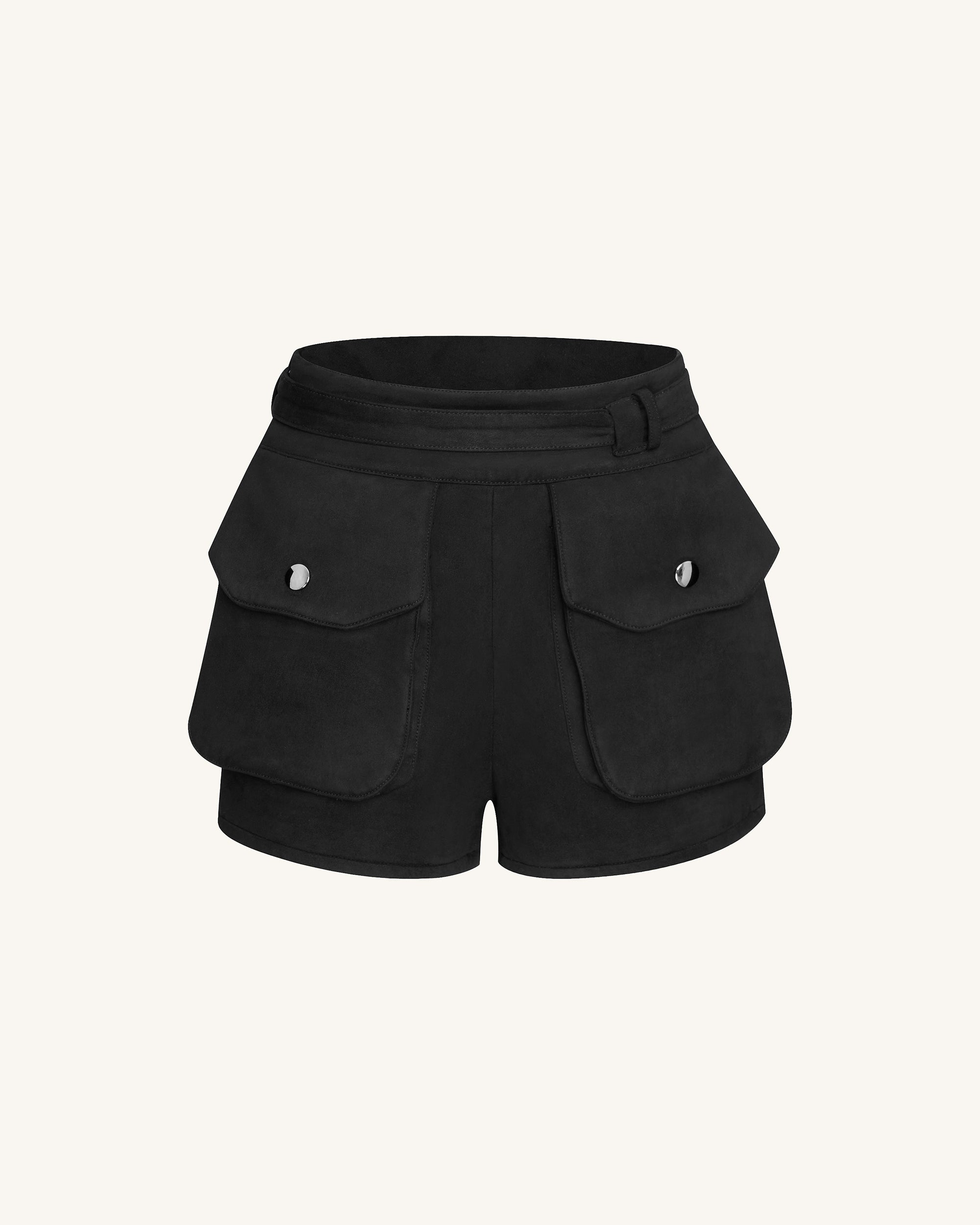 Abigail High-Waisted Utility Shorts - Black - Image 2