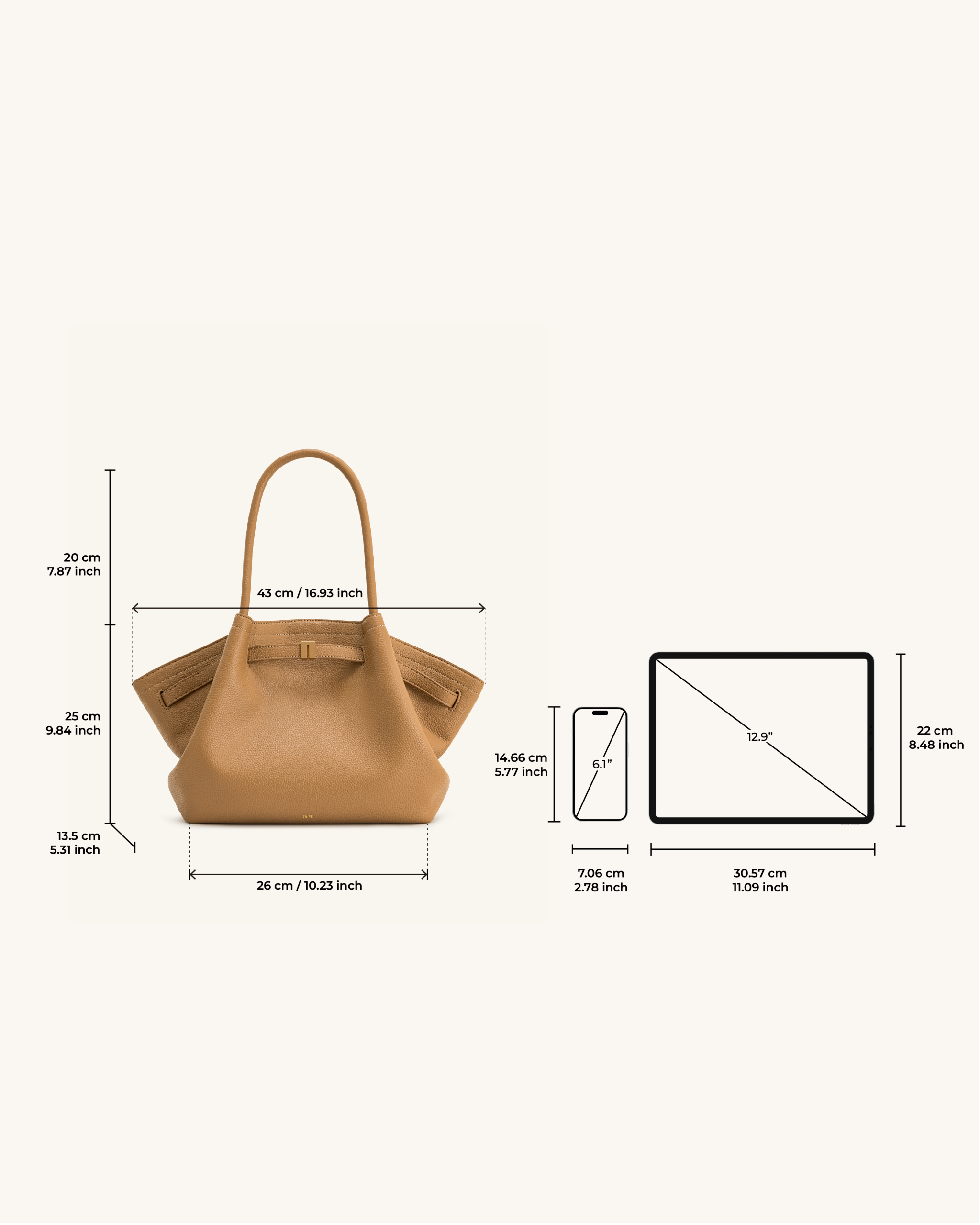 Hana Medium Tote Bag - Latte Color - Image 6