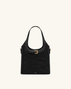Brooke Mini Belted Embellished Top Handle Bag - Black