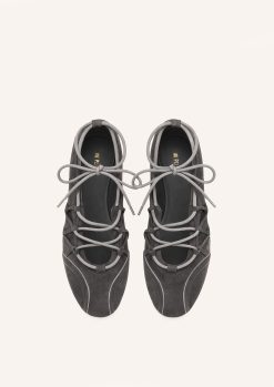 Alternative view of Iria Lace-Up Ballet Flats - Dark Grey