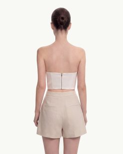 Alternative view of Woven Cotton Tailored Shorts - Beige