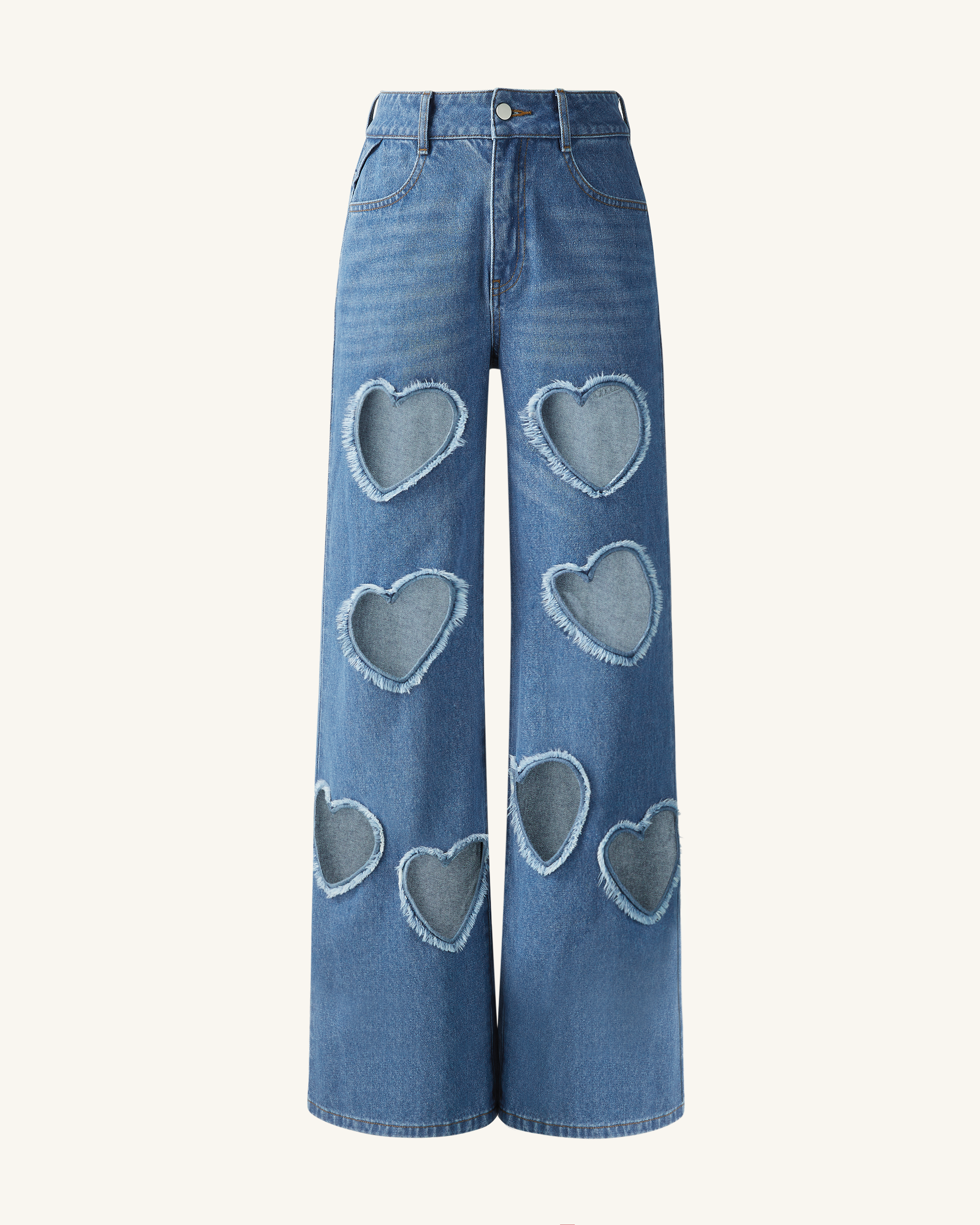 Sophia Embellished Heart Cut-Out Denim Jeans - Medium Blue - Image 6