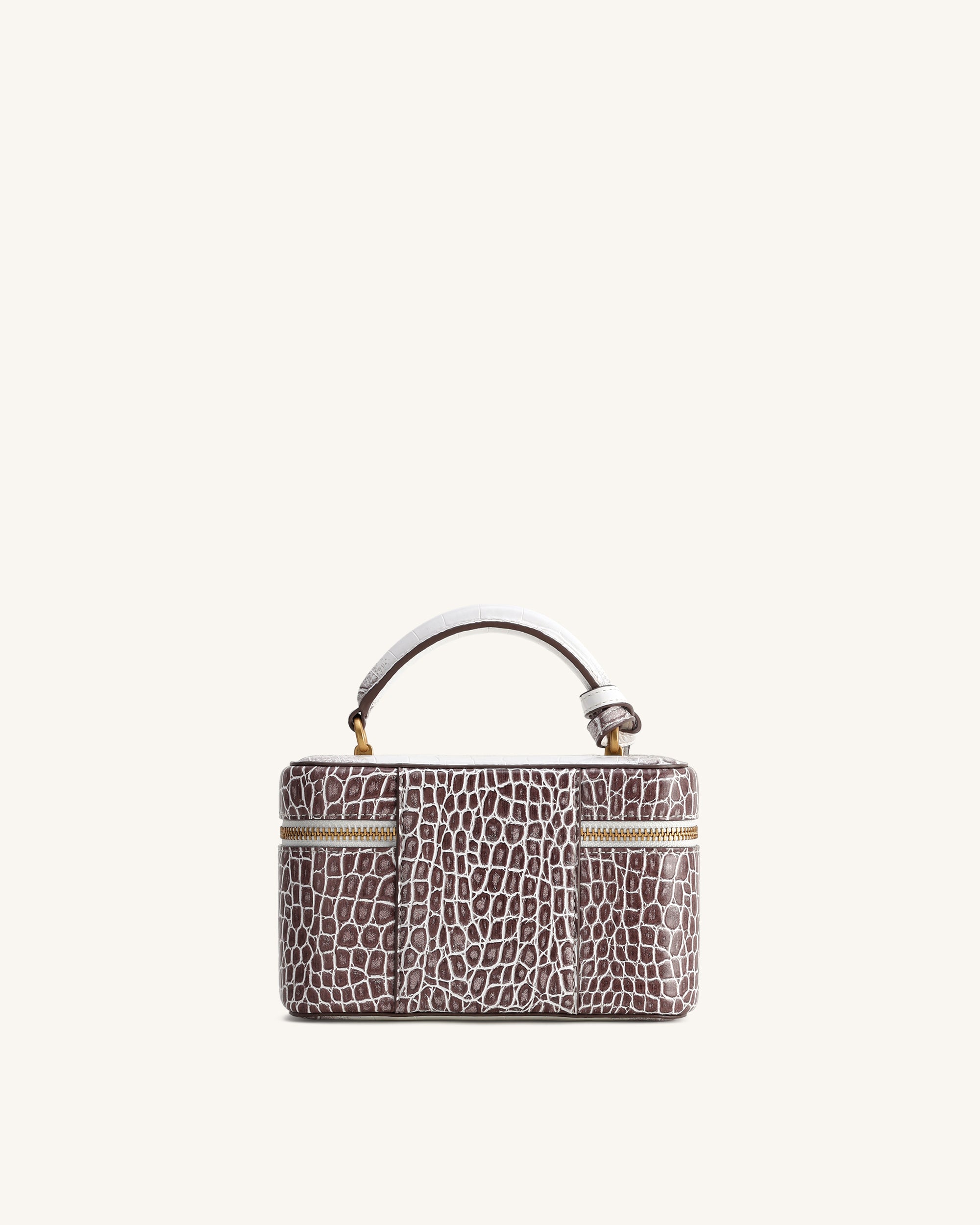 Cleo Box Shape Top Handle Bag - White Croc - Image 3