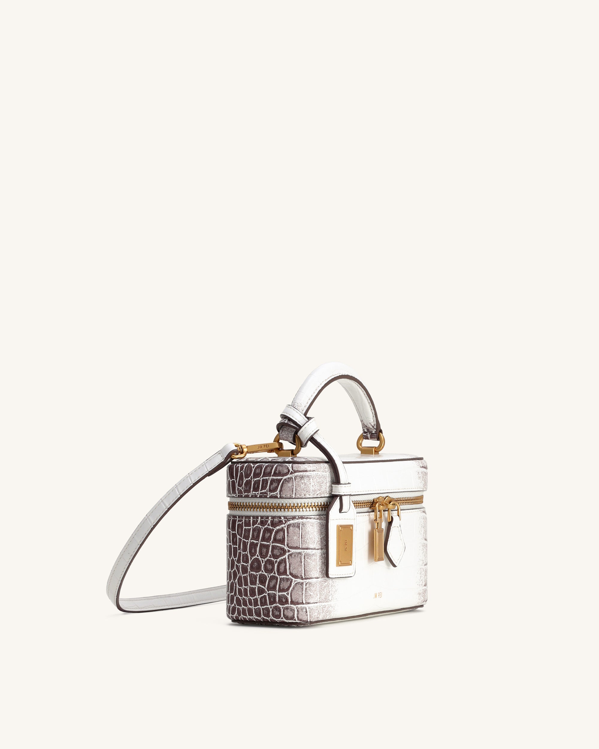 Cleo Box Shape Top Handle Bag - White Croc - Image 2