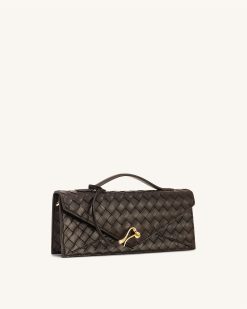 Alternative view of Celeste Woven Textured Envelope Top Handle Bag - Dark Brown