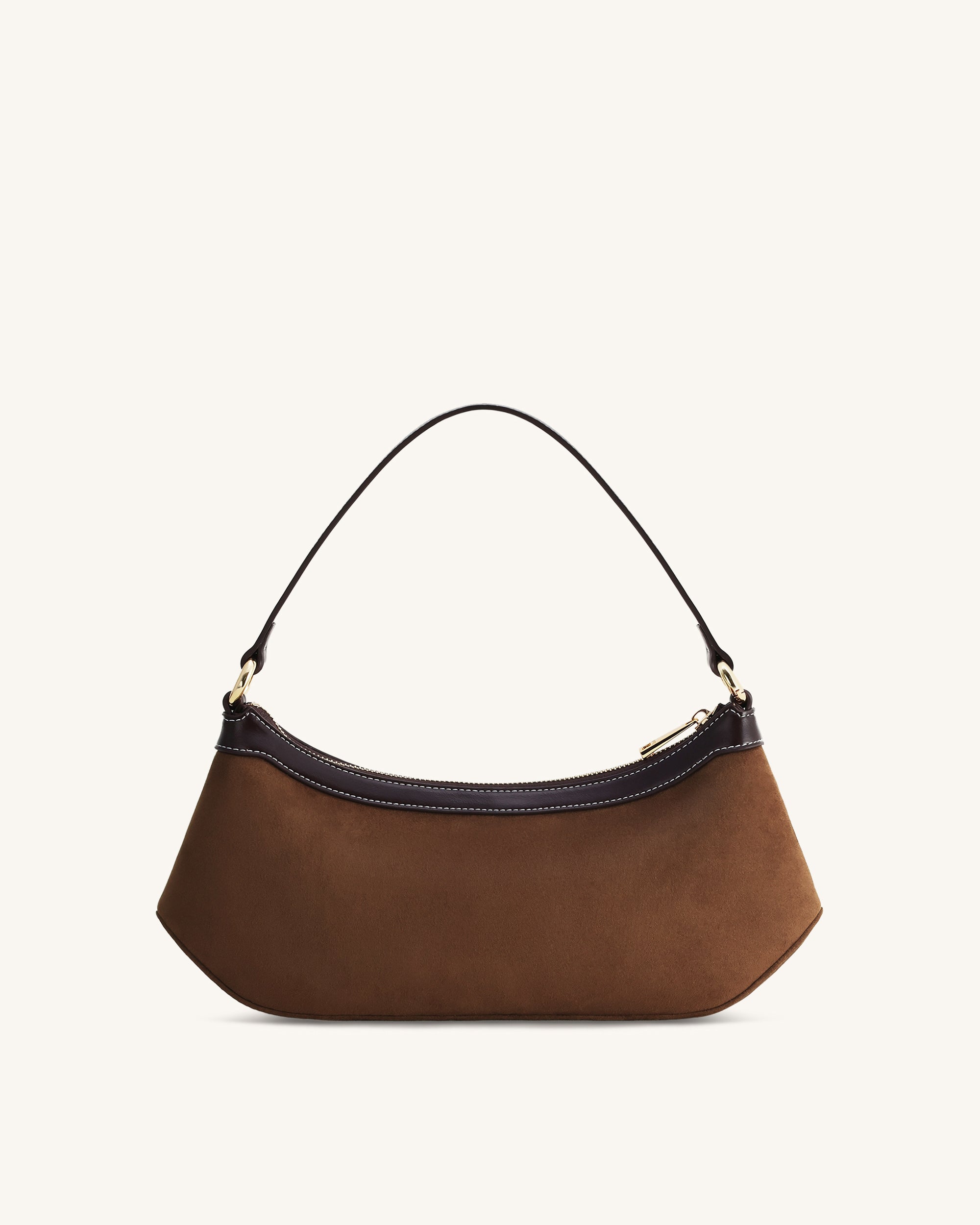 Lily Faux Suede Shoulder Bag - Dark Brown - Image 3