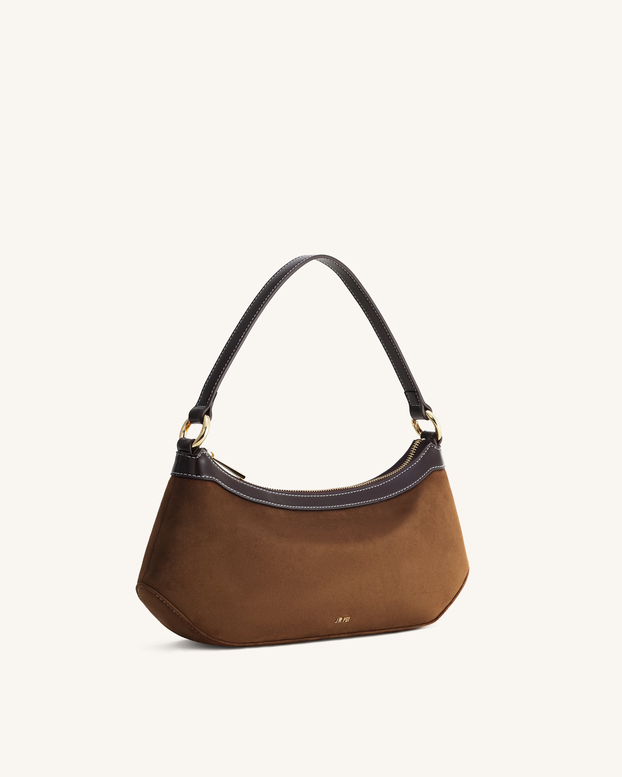 Lily Faux Suede Shoulder Bag - Dark Brown - Image 2
