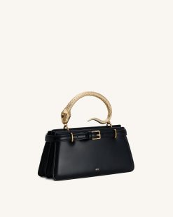 Alternative view of Elena Snake Handle Top Handle Bag - Black