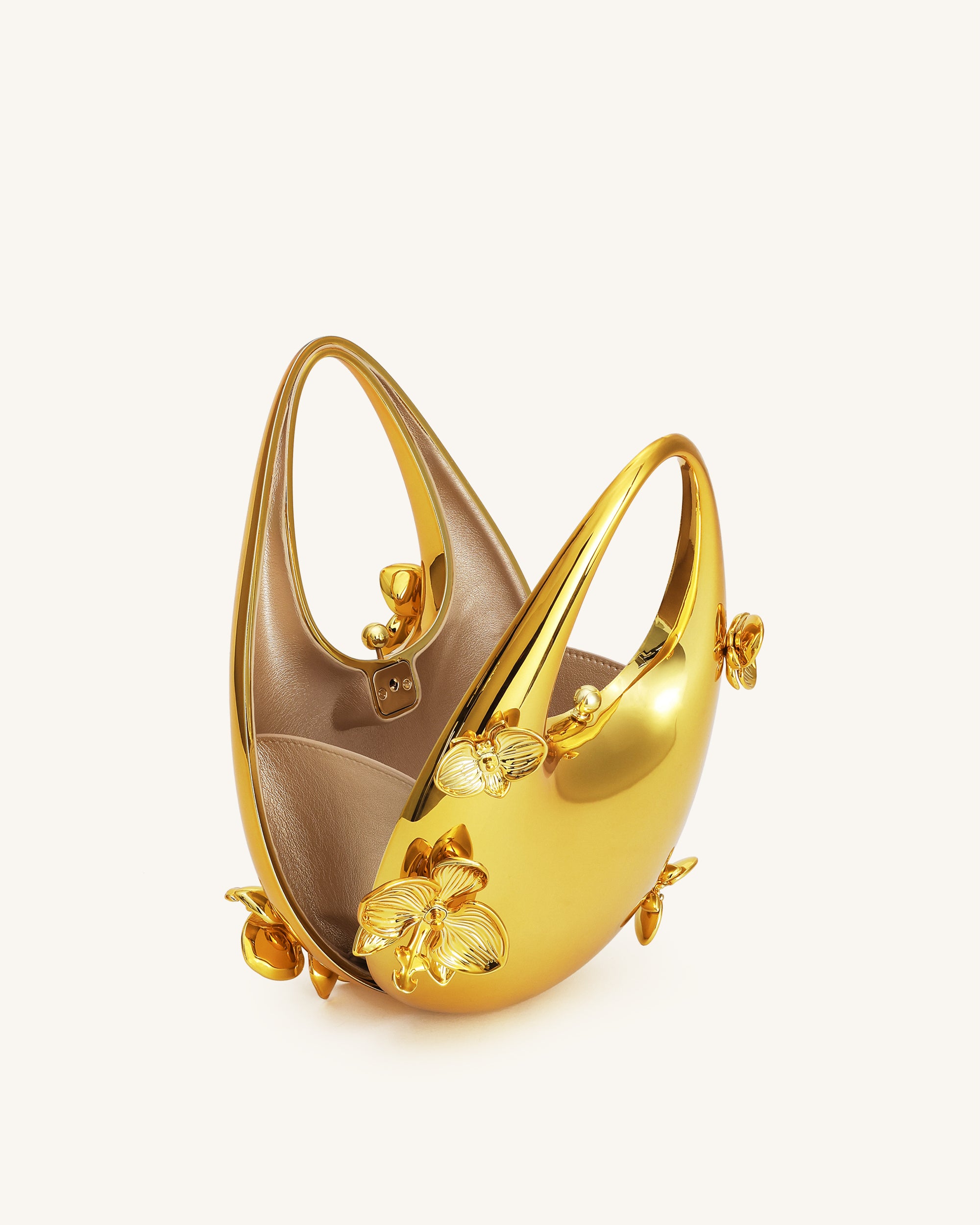 Lydia Floral Embellished Handbag - Gold - Image 4