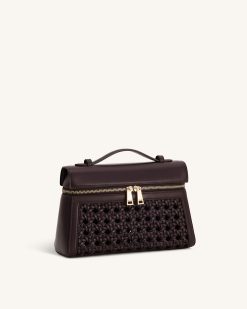 Alternative view of Thea Large Woven Top Handle Bag - Dark Red