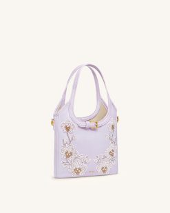 Alternative view of Brooke Mini Belted Embellished Orchid Beaded Top Handle Bag - Lavender