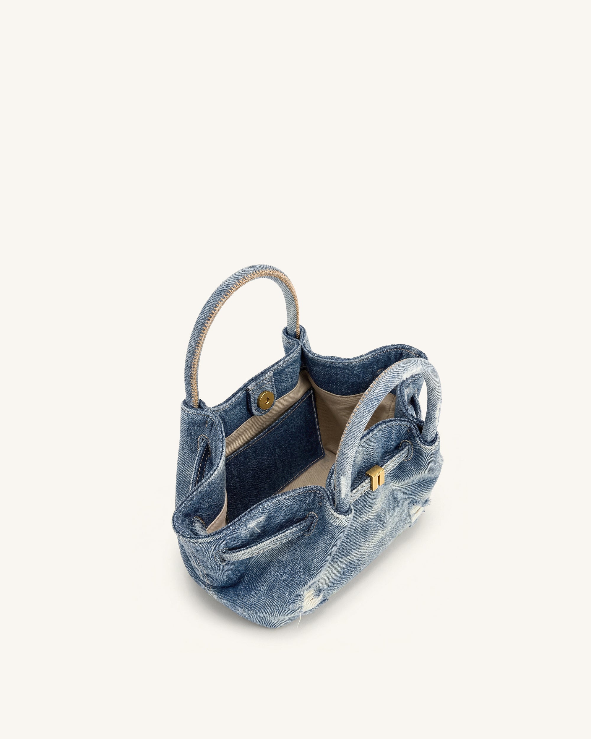 Hana Mini Denim Tote Bag - Blue - Image 4