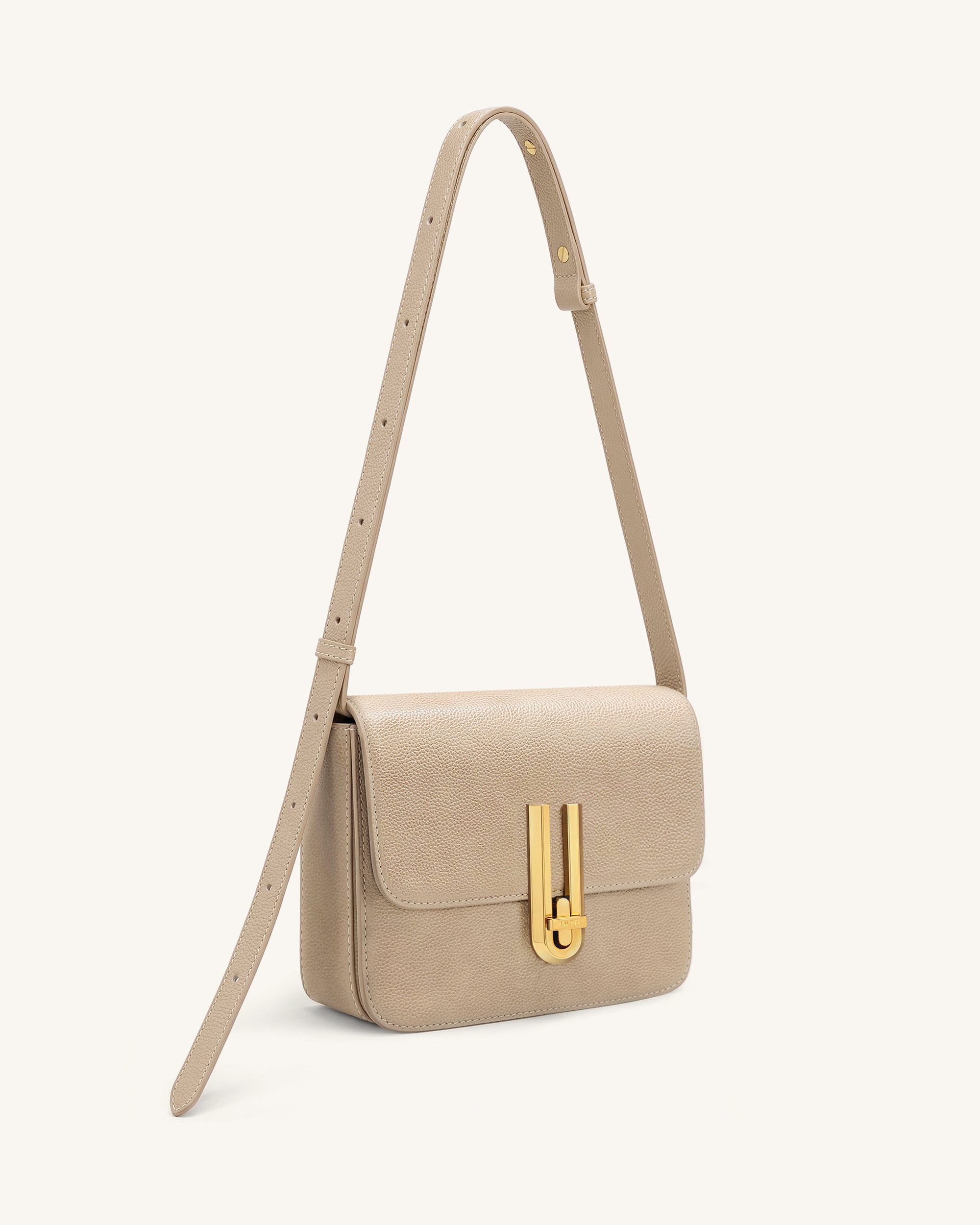 Evania Lock Pebbled Shoulder Bag - Khaki - Image 2