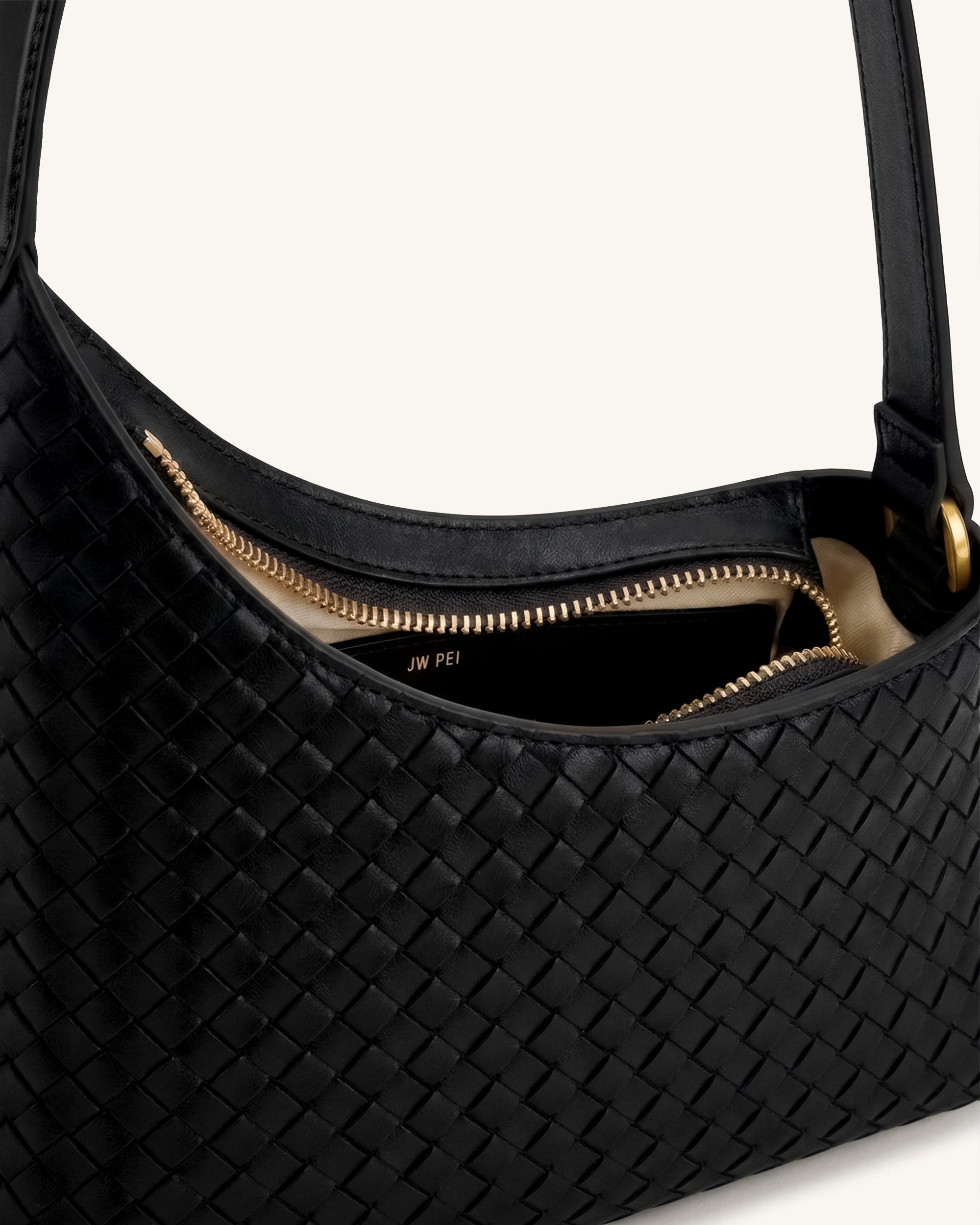 Lyra Woven Shoulder Bag - Black - Image 4