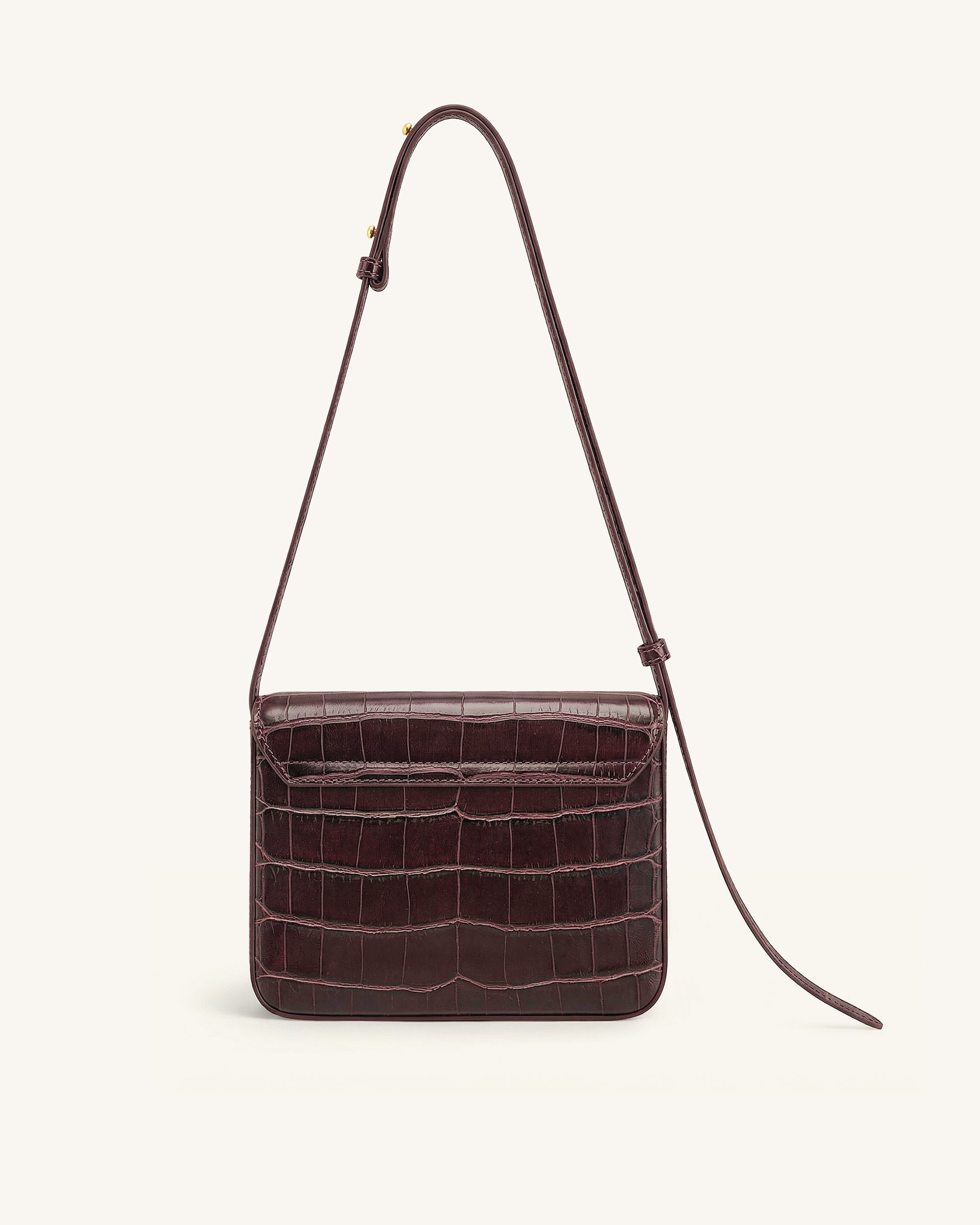 Evania Lock Shoulder Bag - Burgundy Croc - Image 3