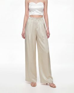 Alternative view of Satin Wide-Leg Trousers - Cream