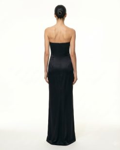 Alternative view of Iris Floral-Appliqué Strapless Maxi Dress - Black