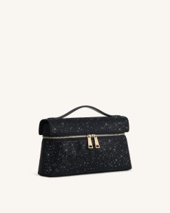 Alternative view of Thea Artificial Crystal Top Handle Bag - Black