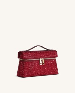 Alternative view of Thea Artificial Crystal Top Handle Bag - Red