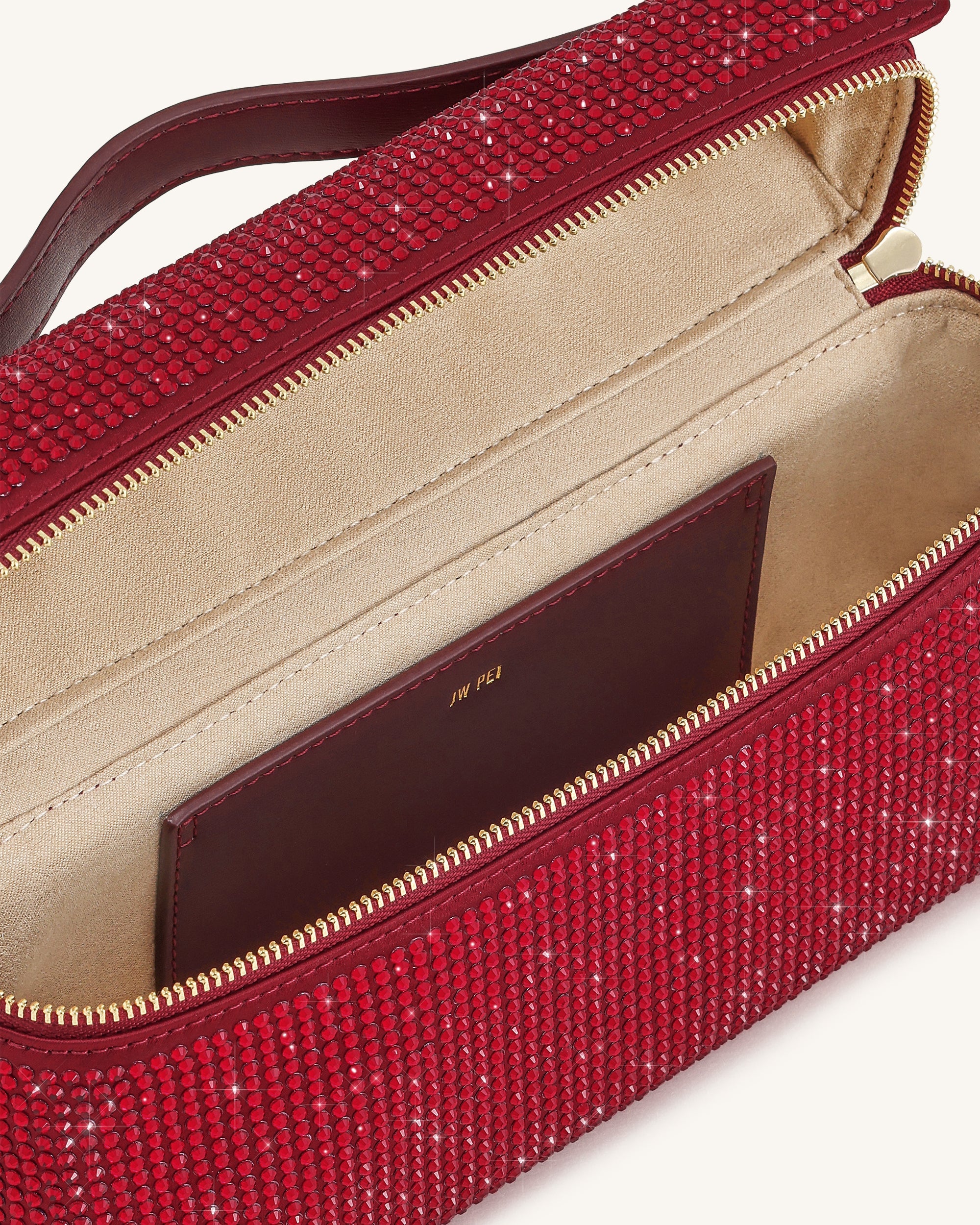 Thea Artificial Crystal Top Handle Bag - Red - Image 4
