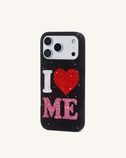 Alternative view of I Love Me Artificial Crystal Phone Case - Black