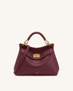 Lucia Classic Top Handle Bag - Deep Burgundy