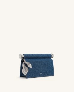Alternative view of Holly Metal Pendant Embellished Clutch - Blue Denim