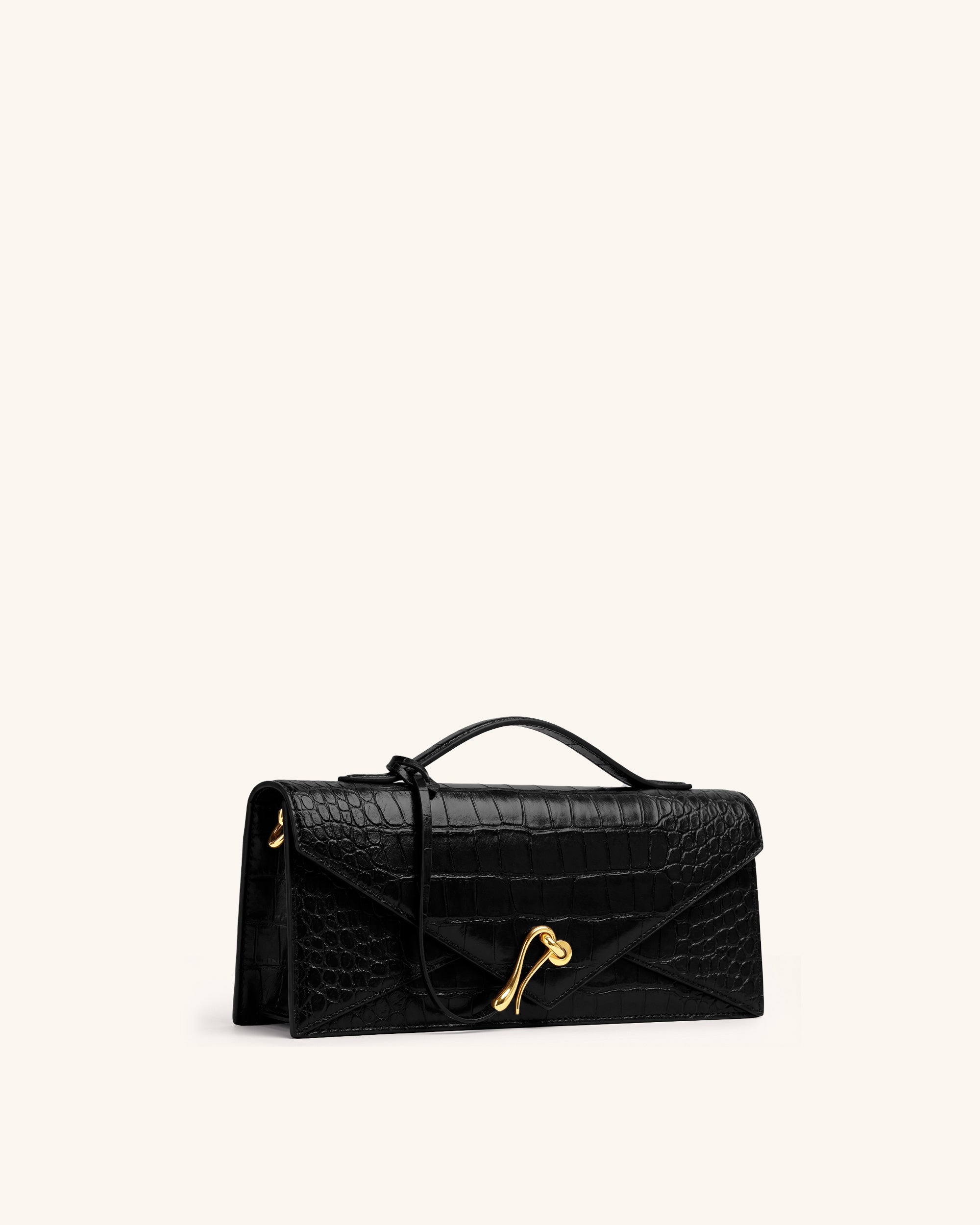 Celeste Envelope Top Handle Bag - Black Croc - Image 2
