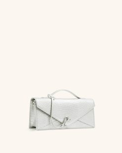 Alternative view of Celeste Envelope Top Handle Bag - Silver Lizard Texture