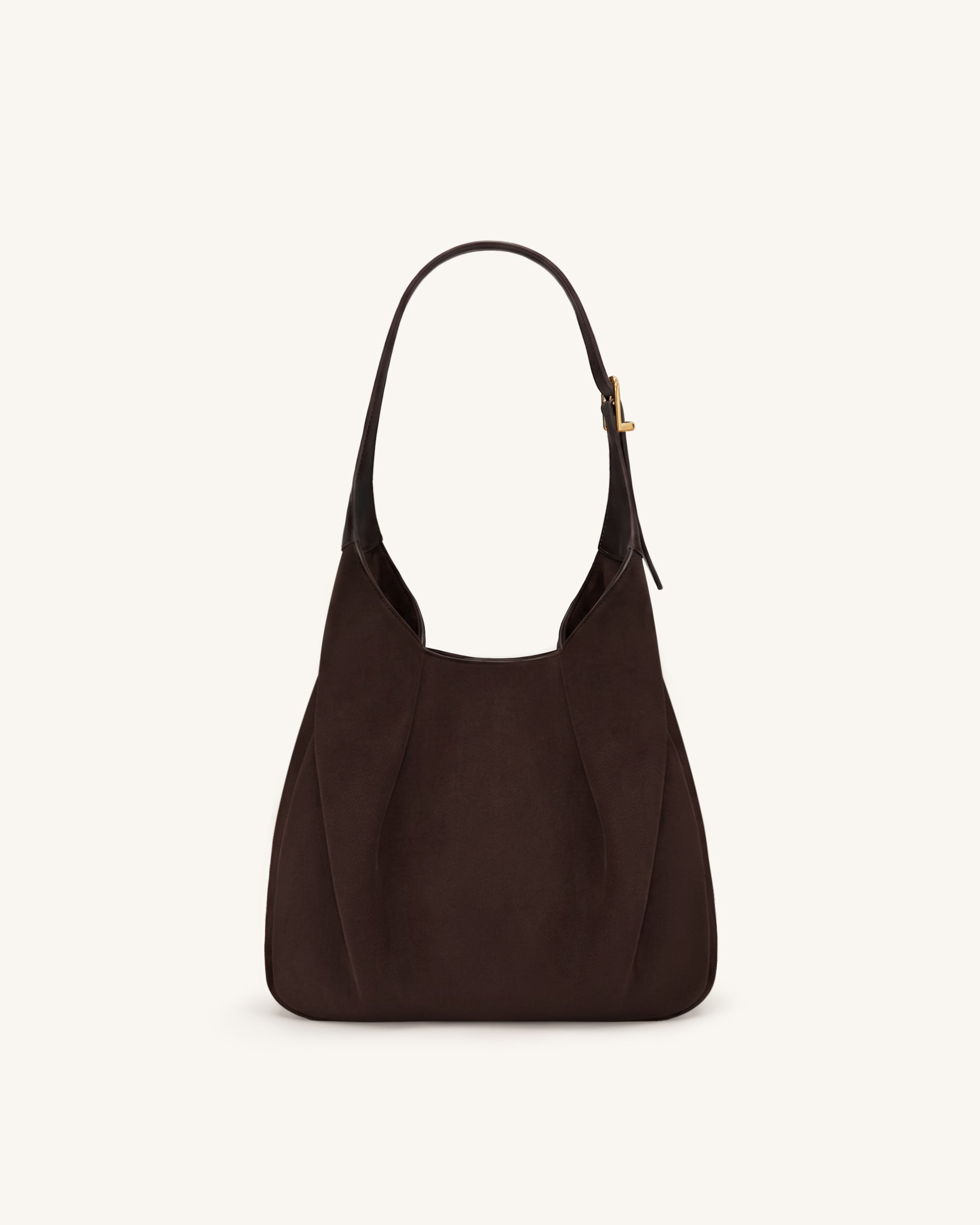 Alina Faux Suede Hobo Bag - Chocolate Brown - Image 3