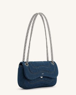 Alternative view of Tina Quilted Chain Crossbody - Blue Denim
