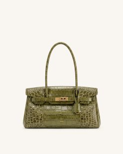Yara Shoulder Bag - Grass Green Croc