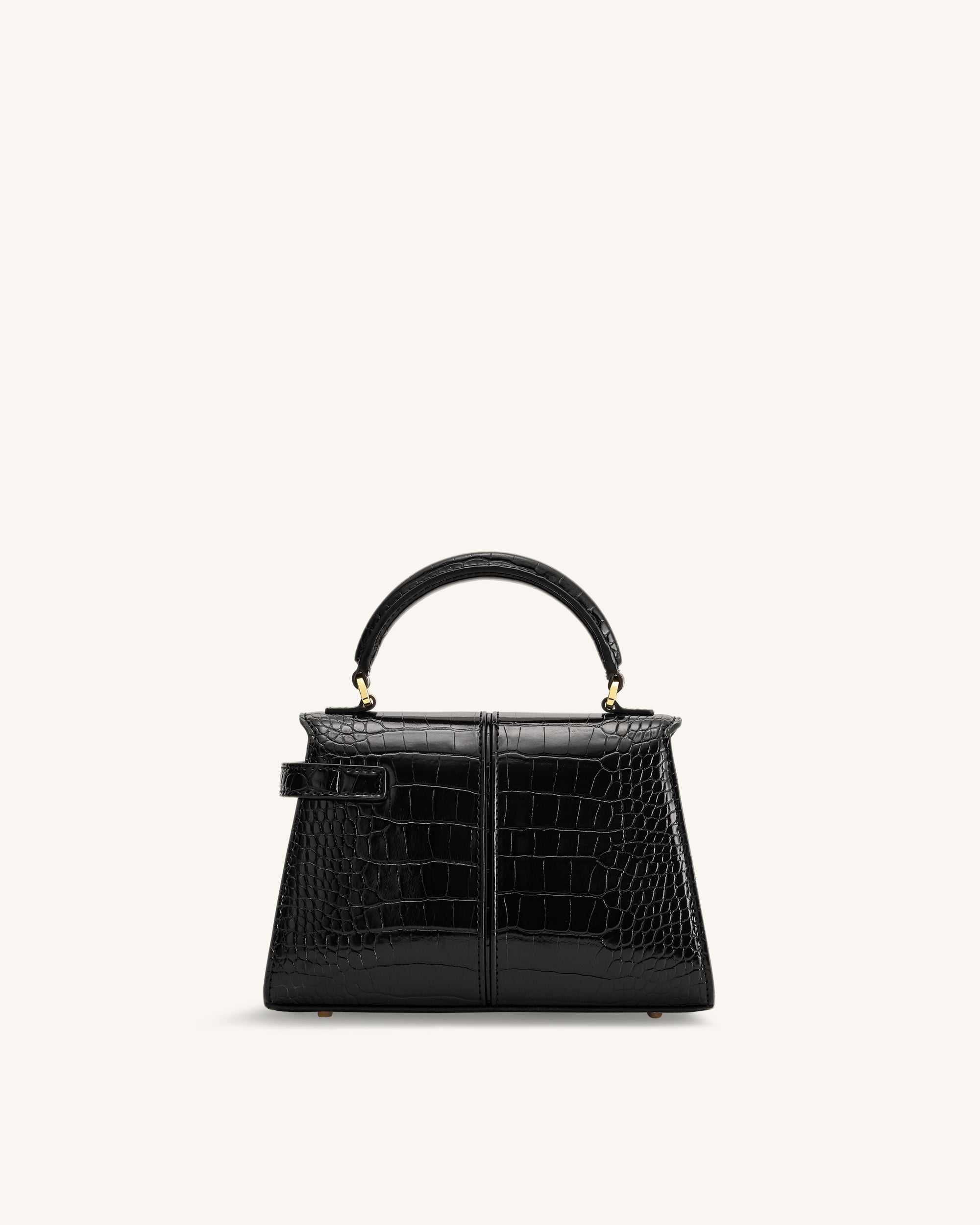 Elise Top Handle Bag - Black Croc - Image 3