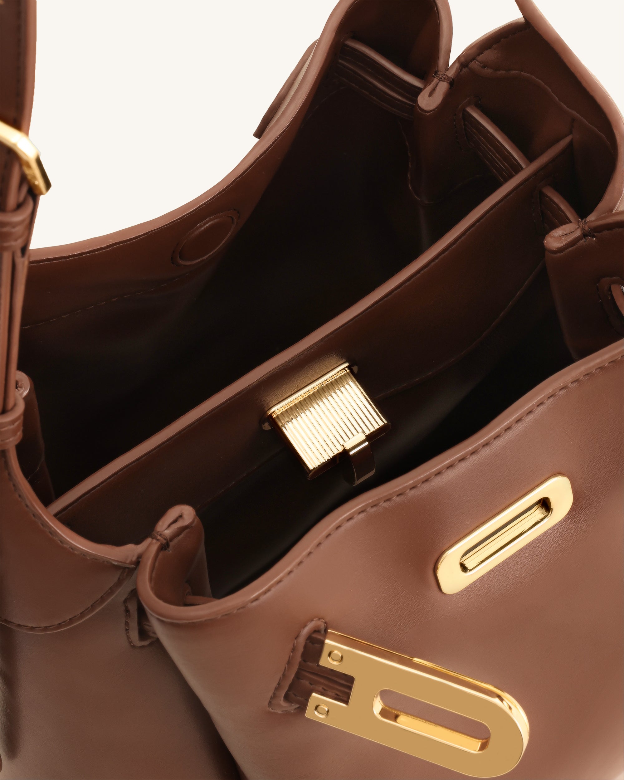Charlene Double Buckle Hobo Bag - Brown - Image 5