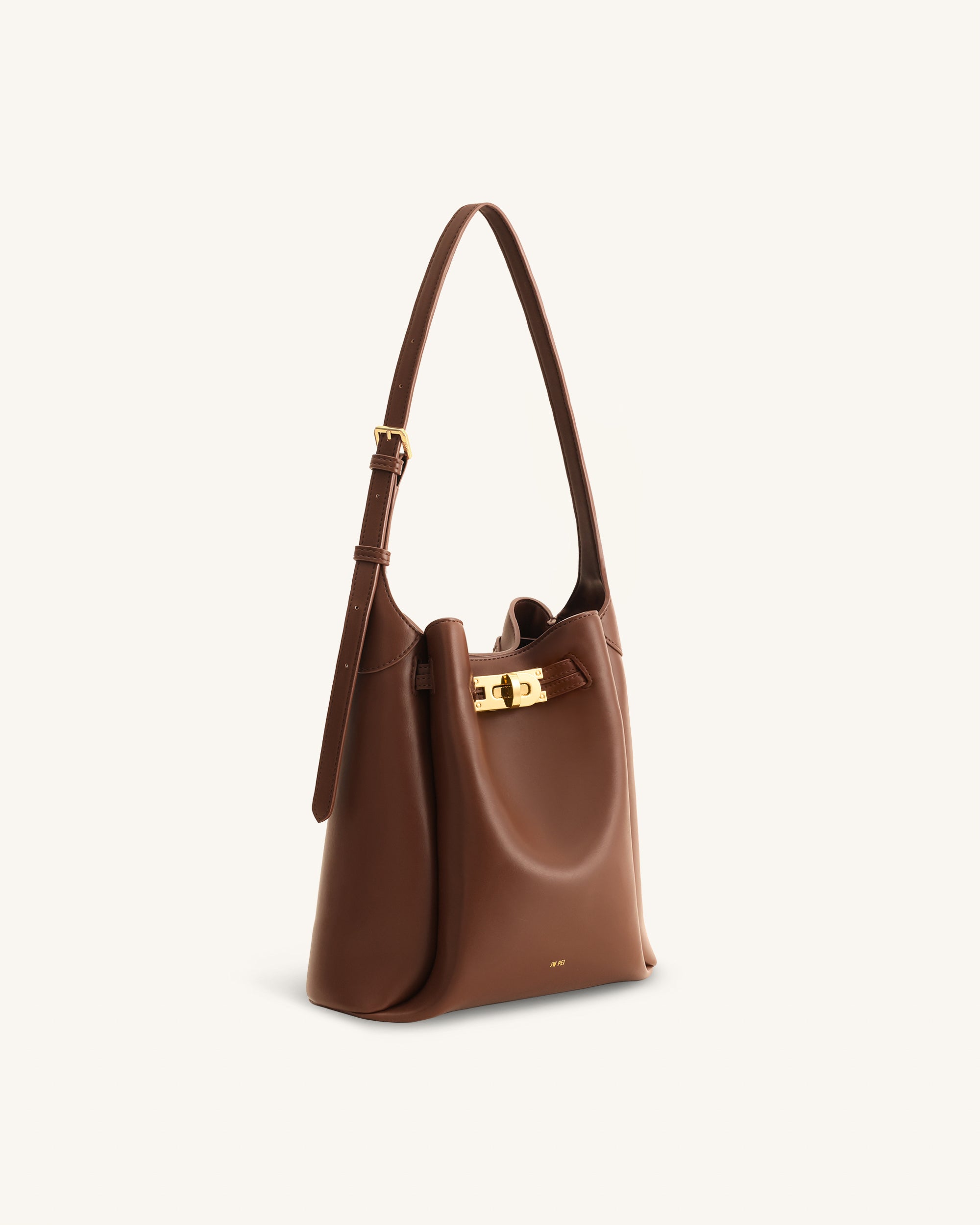 Charlene Double Buckle Hobo Bag - Brown - Image 3