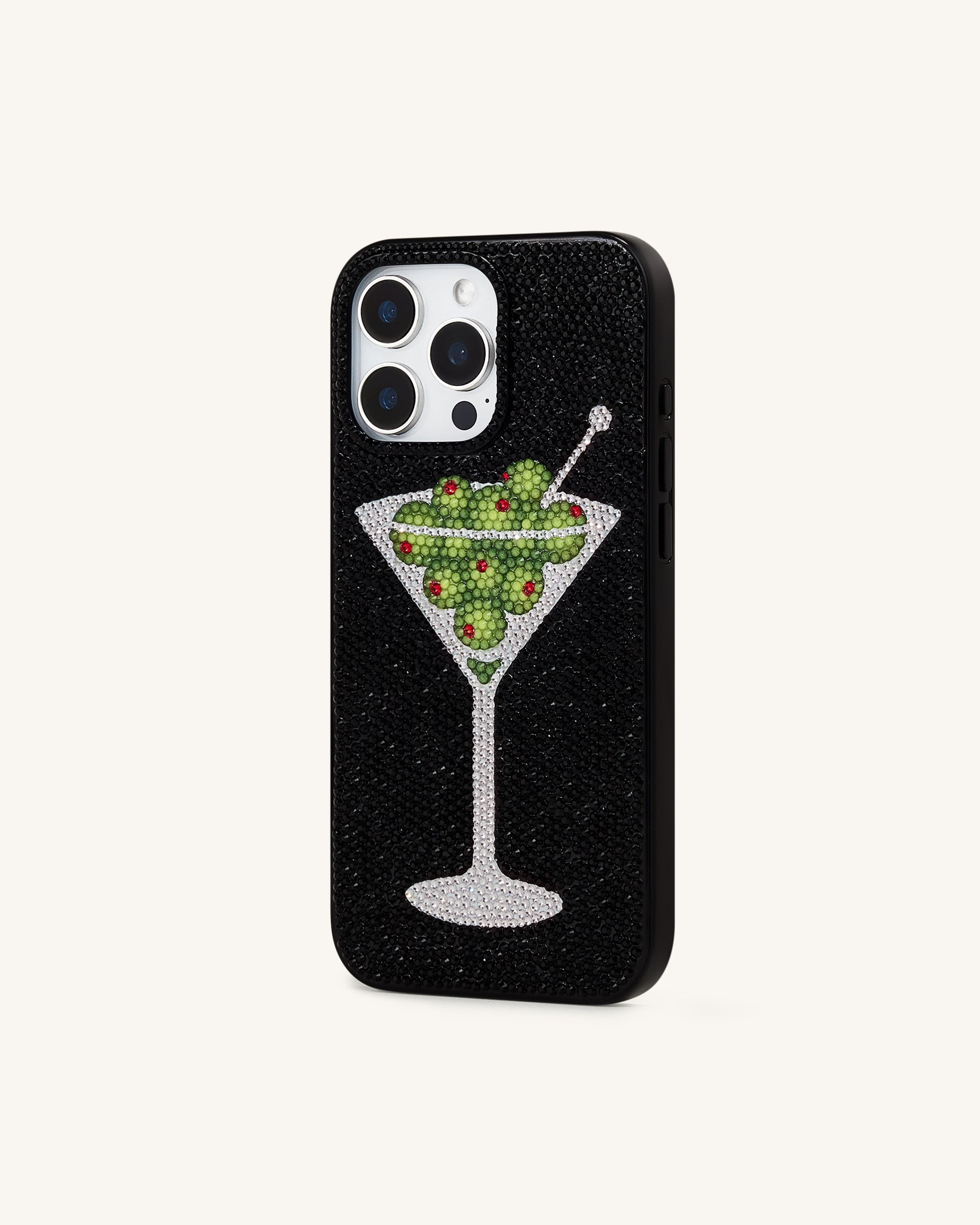 Olive Martini Artificial Crystal Phone Case - Black - Image 3