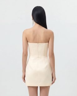 Alternative view of Slipper Orchid Appliqué Mini Dress - Ivory/Peach Pink