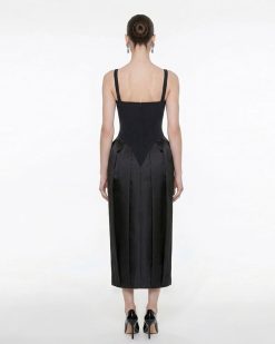 Alternative view of Square Neck Pannier Midi Dress - Black