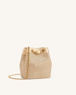 Alternative view of Yara Artificial Crystal Bucket Bag - Champagne