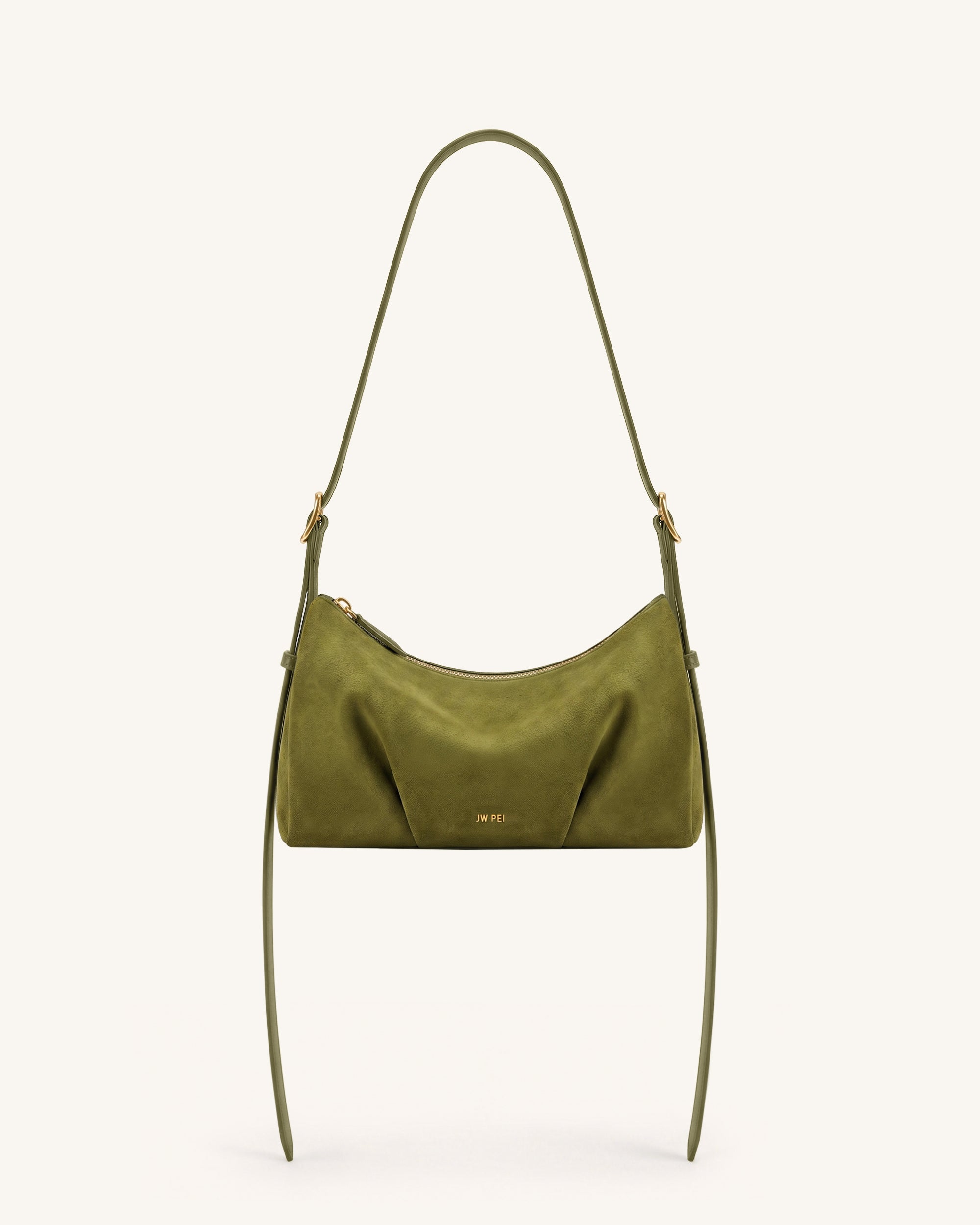 Loriette Faux Suede Crossbody Bag - Olive Green