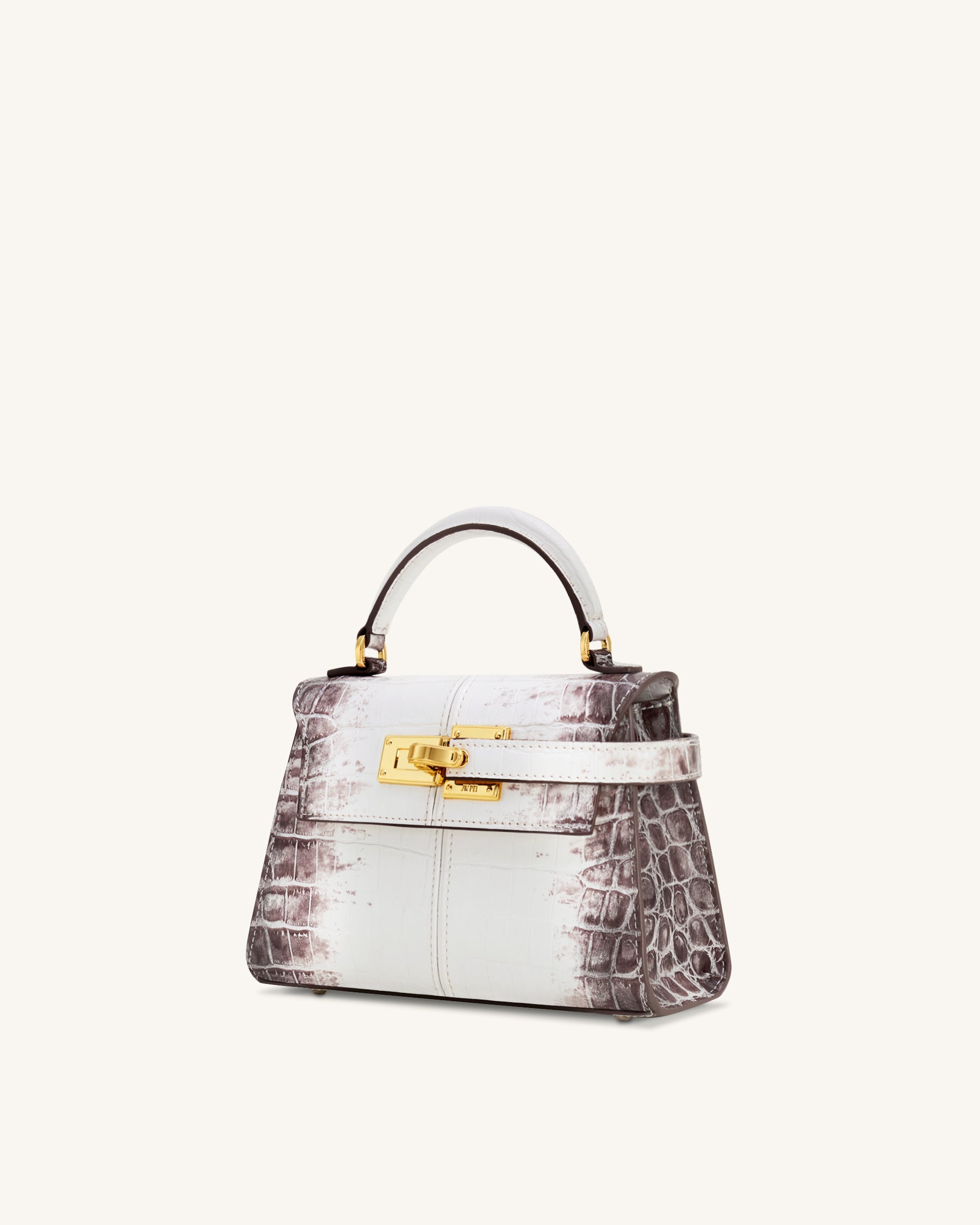Elise Top Handle Bag - White Croc - Image 2