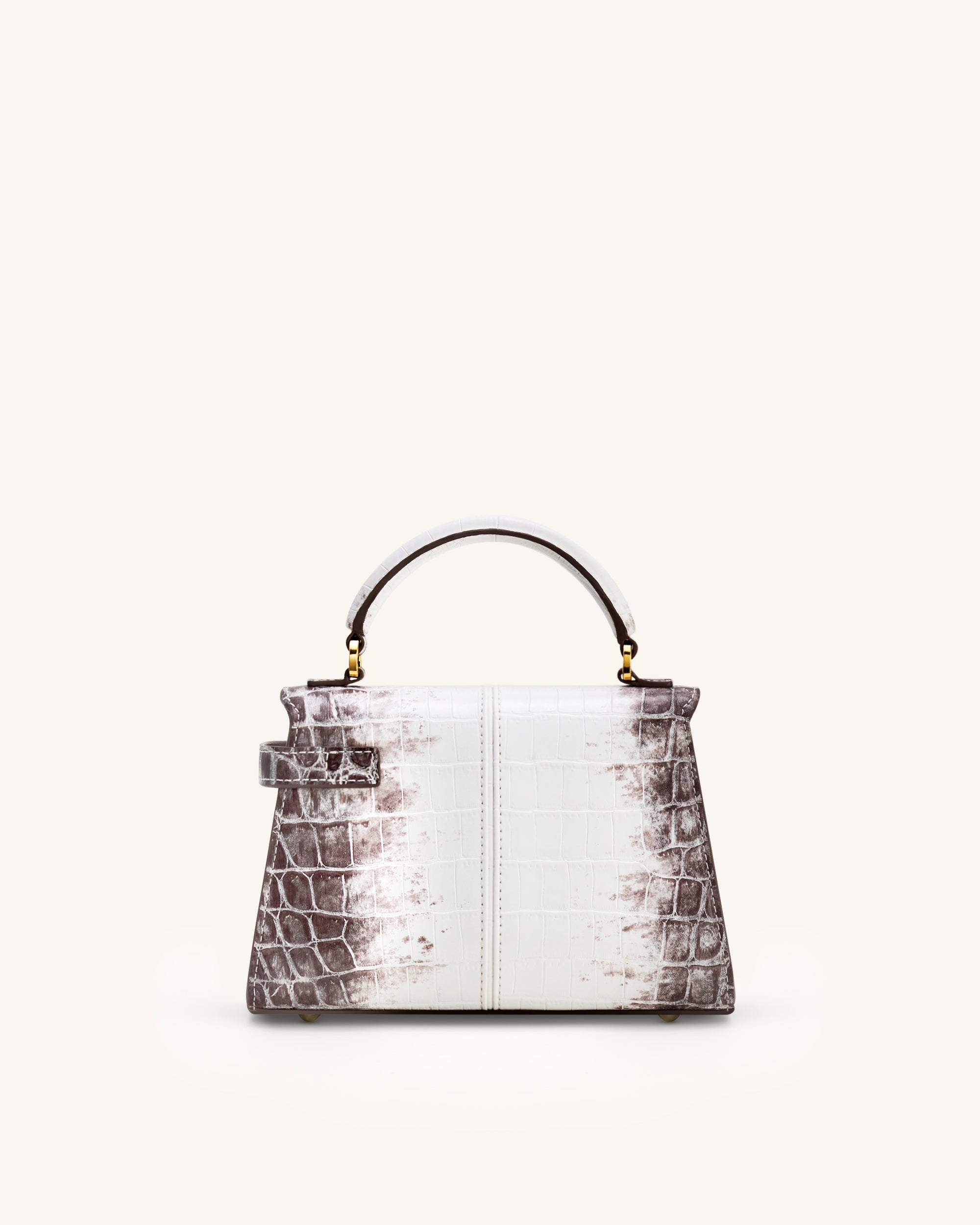 Elise Top Handle Bag - White Croc - Image 3