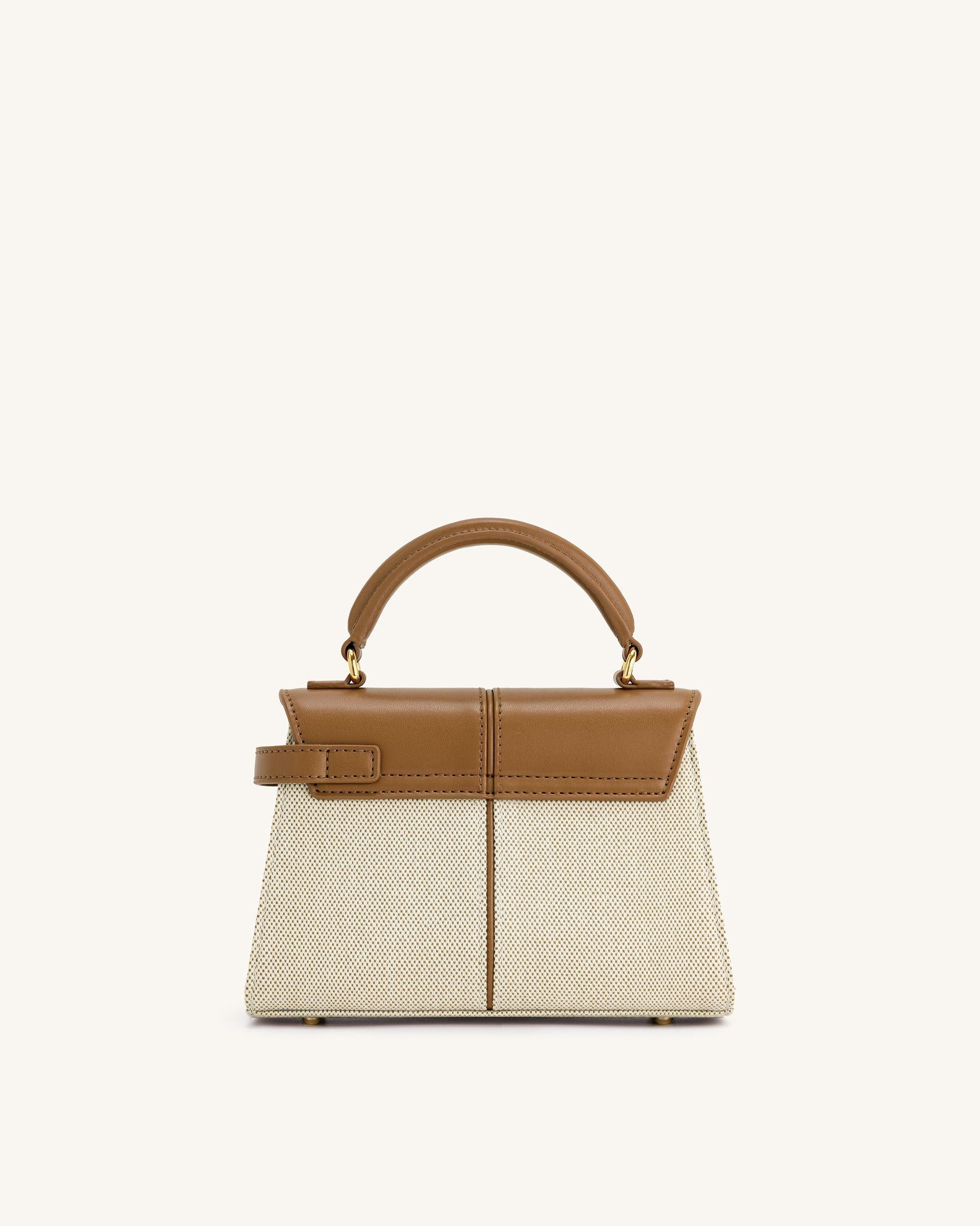 Elise Top Handle Bag - Brown Canvas - Image 4