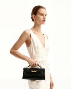 Alternative view of Noor Top Handle Bag - Black Croc