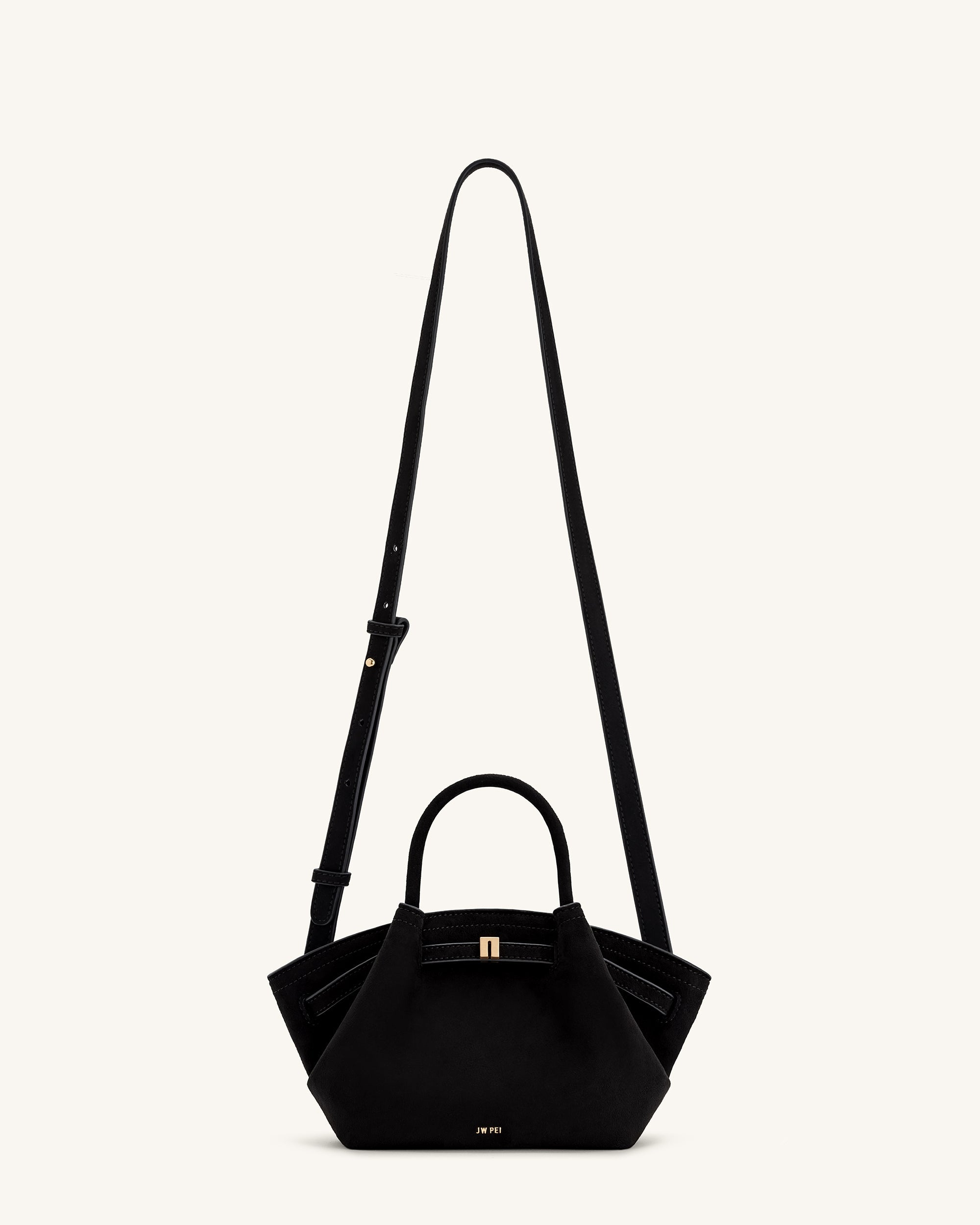 Hana Mini Faux Suede Tote Bag - Black - Image 3