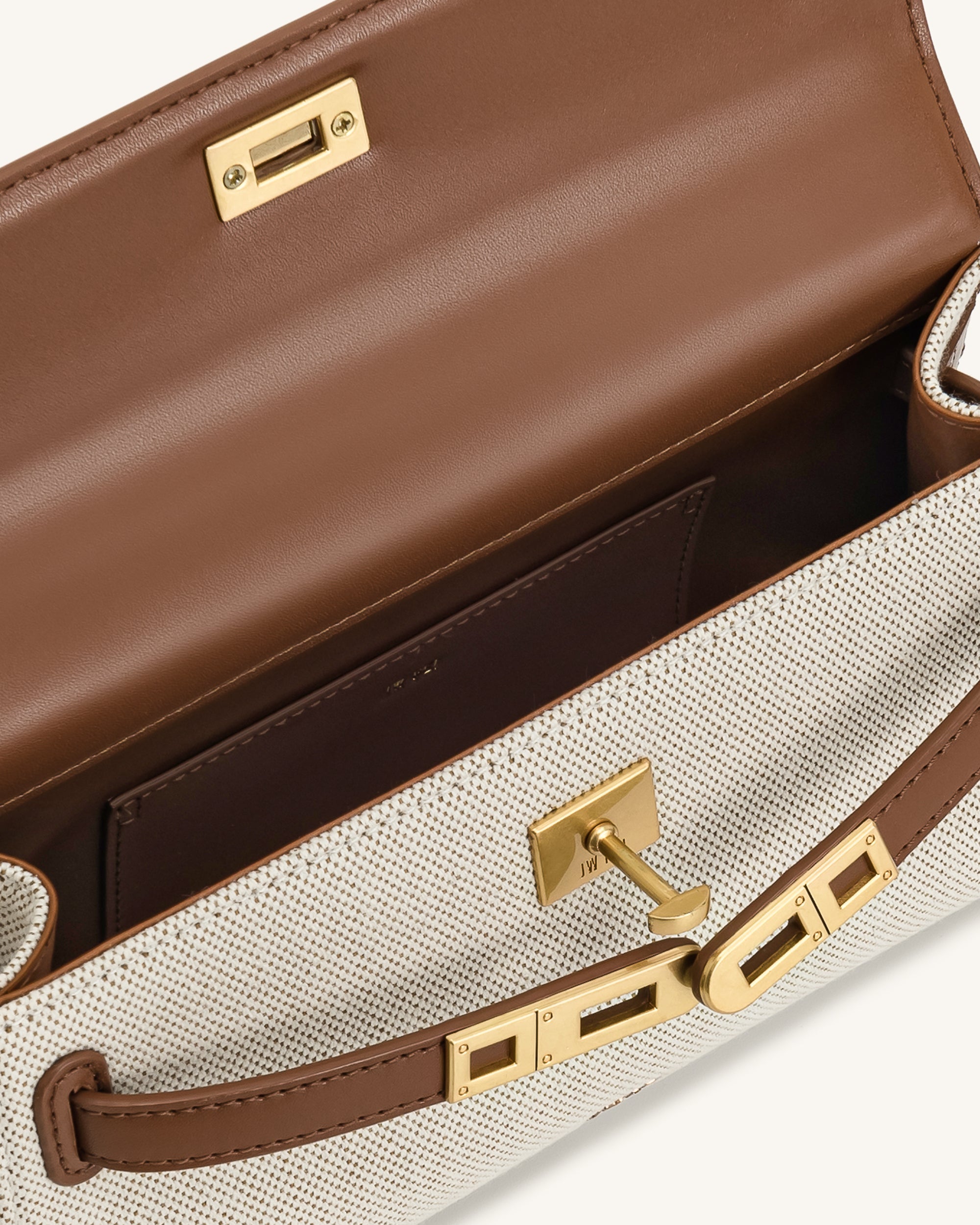 Noor Top Handle Bag - Brown Canvas - Image 4
