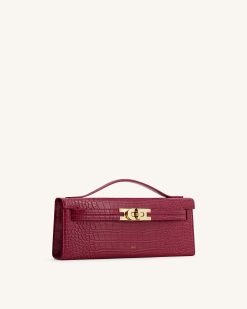 Alternative view of Bria Structured Top Handle Bag - Burgundy Croc