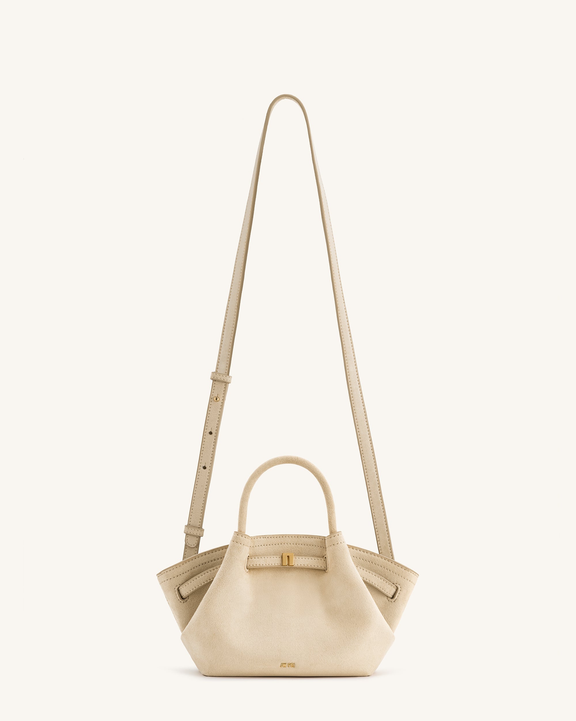 Hana Mini Faux Suede Tote Bag - Off White - Image 4
